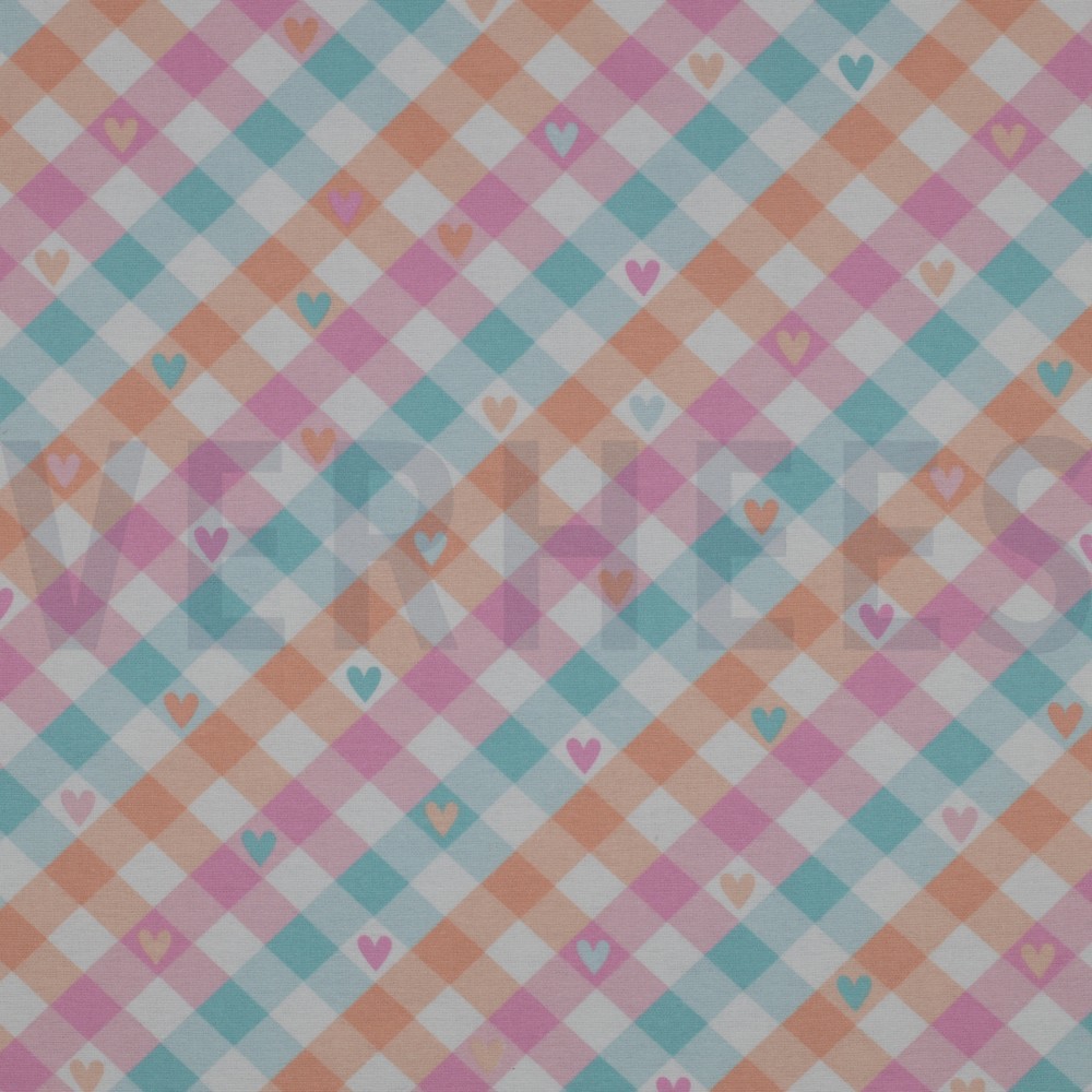 FLANNEL CHECK WITH HEARTS MINT / PEACH (hover)