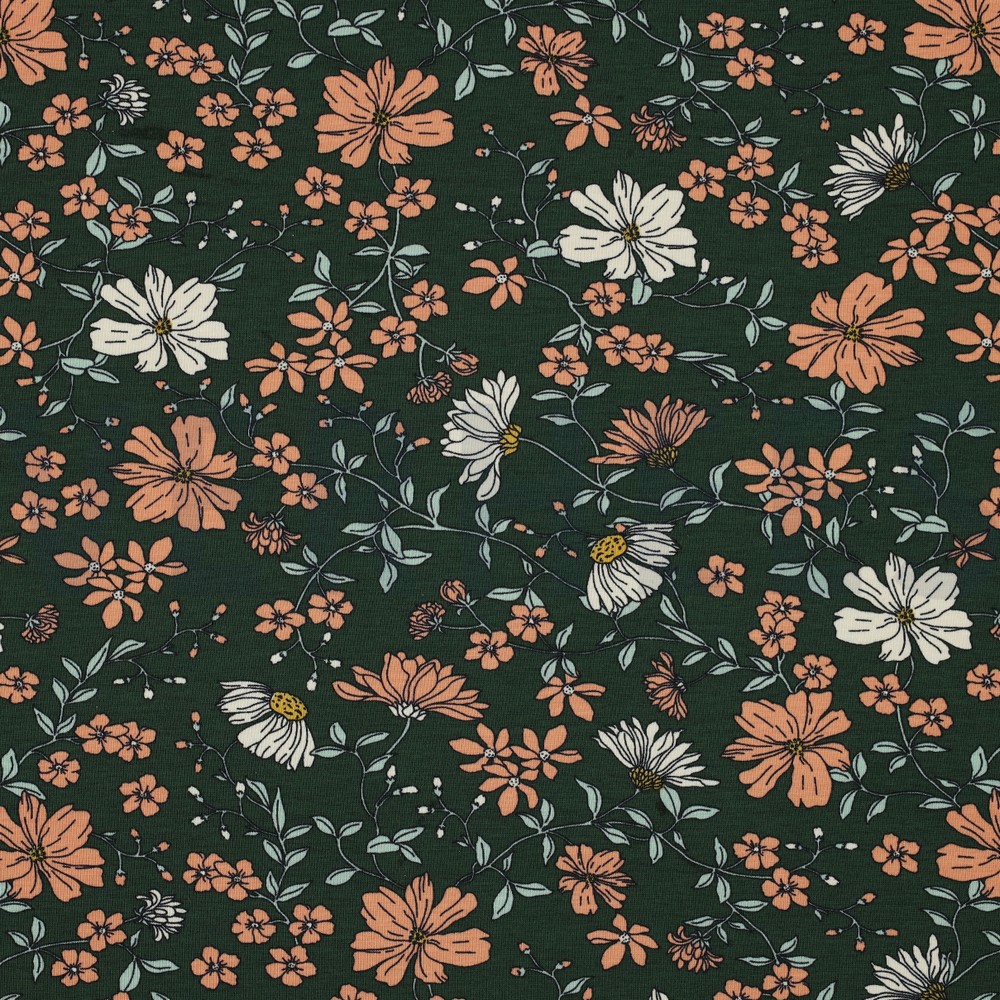 JERSEY FLOWERS DARK GREEN (hover)