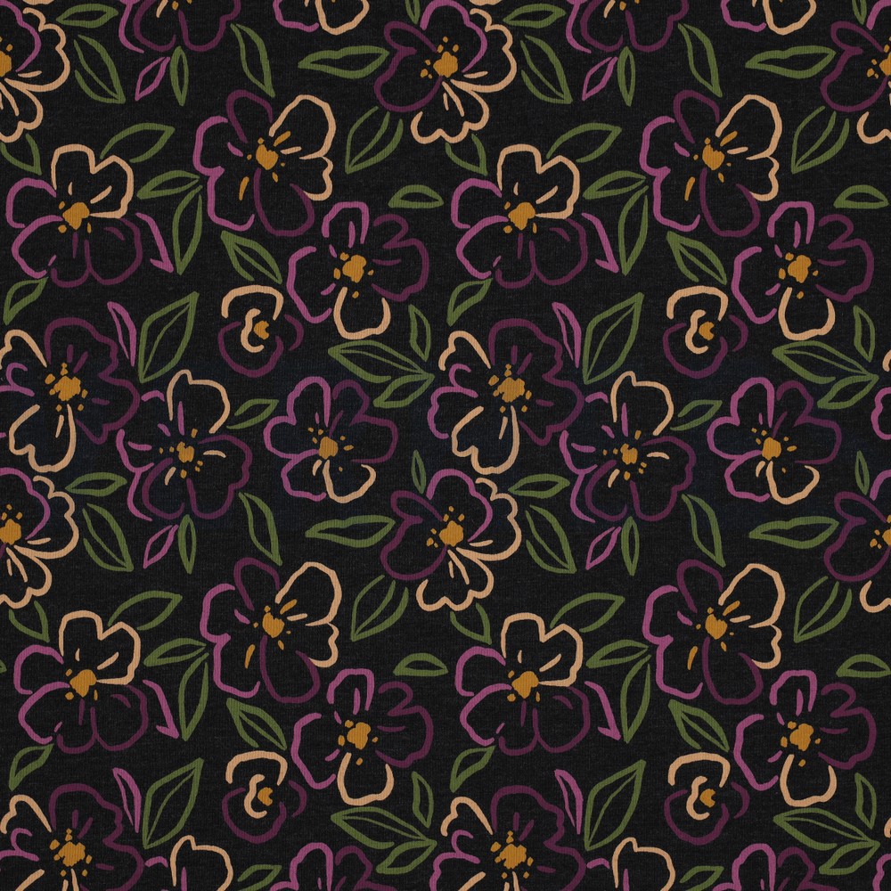 JERSEY MELANGE FLOWERS ANTHRACITE MELANGE