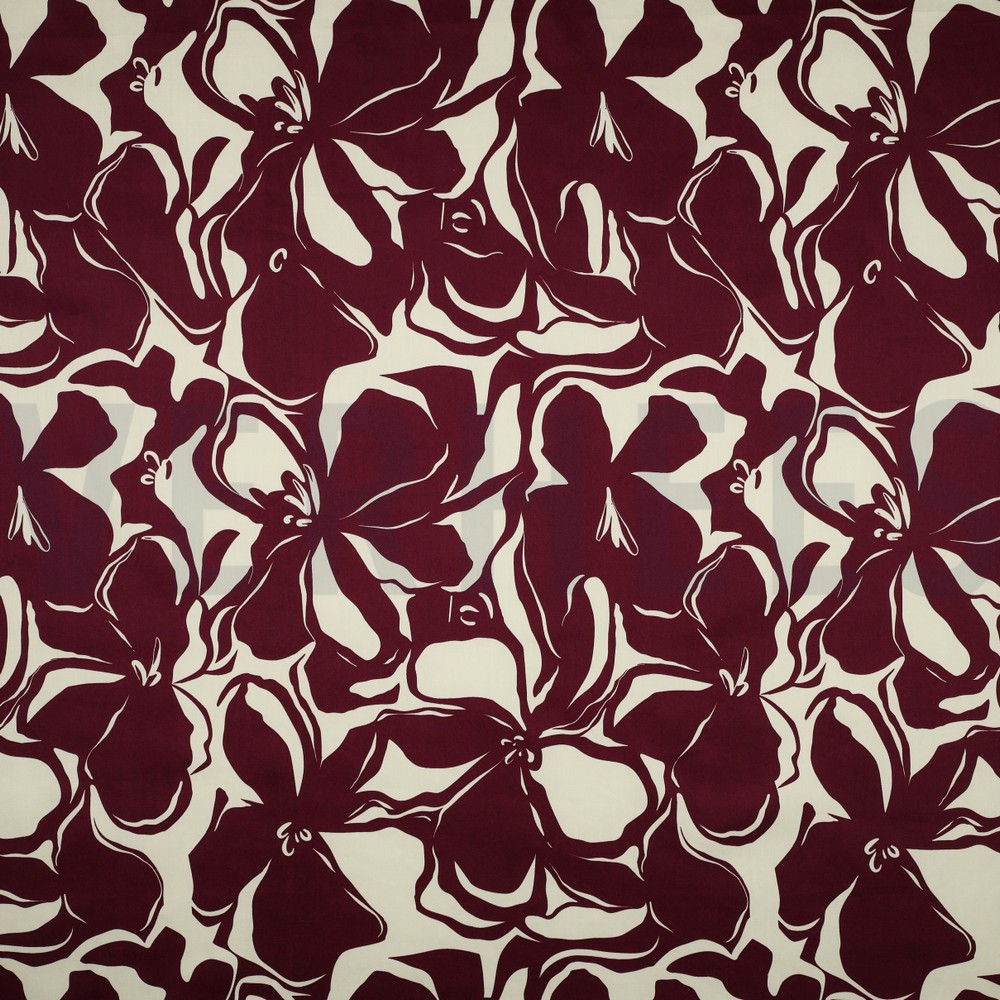 COTTON SATIN FLOWERS BORDEAUX