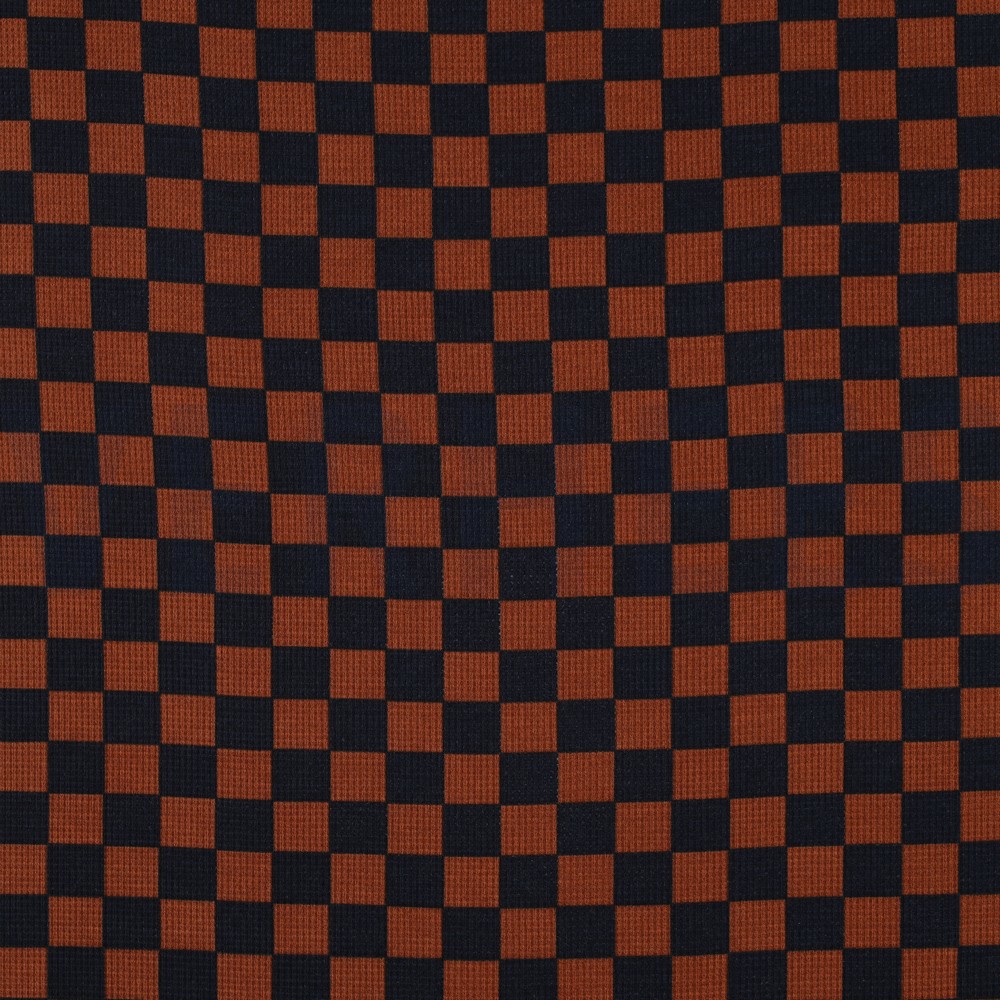 WAFFLE JERSEY CHECK BROWN