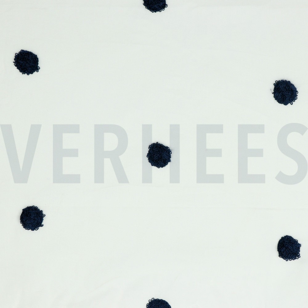 COTTON VOILE DOTS WHITE / NAVY