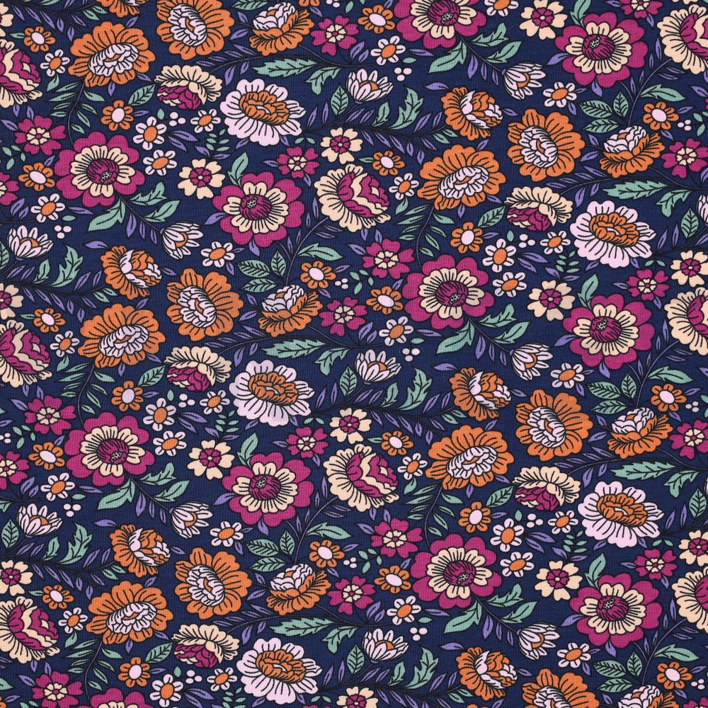 JERSEY FLOWERS NAVY (hover)