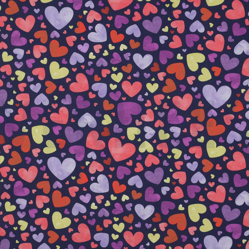 FINE POPLIN DIGITAL HEARTS NAVY