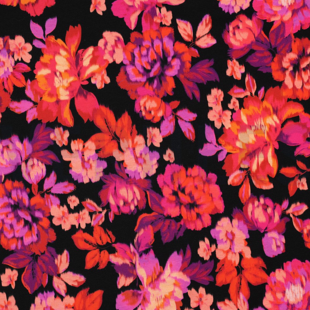 JERSEY DIGITAL FLOWERS BLACK