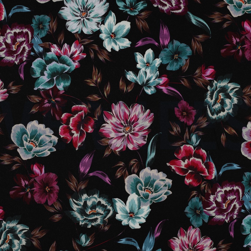 ROSELLA STRETCH DIGITAL FLOWERS BLACK (hover)