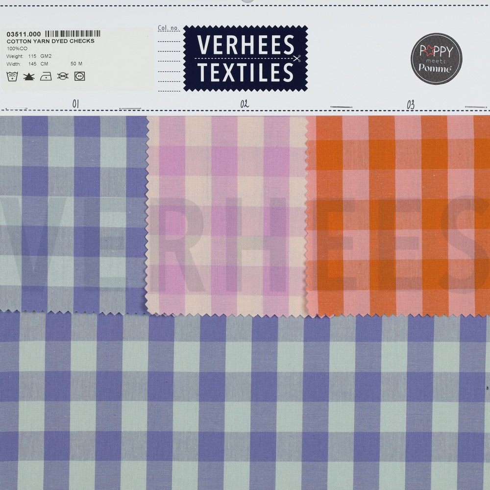 COTTON YARN DYED CHECKS LAVENDER / BLUE