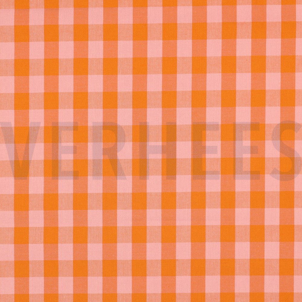 COTTON YARN DYED CHECKS ORANGE / SALMON