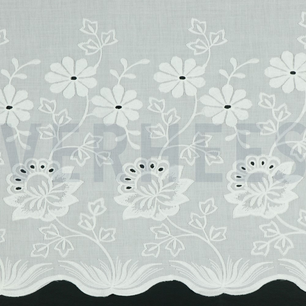 COTTON VOILE BORDER 1-SIDE WHITE