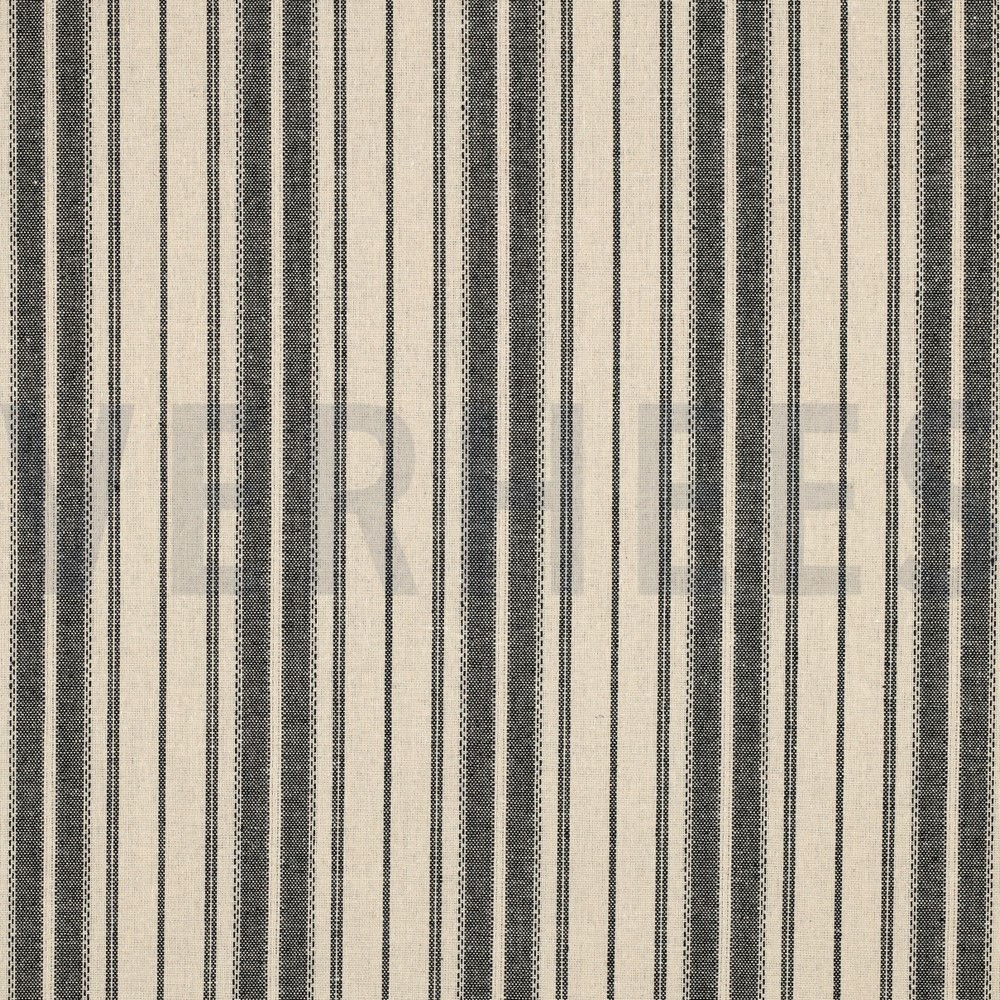 LINEN VISCOSE STRIPES NATURAL / BLACK