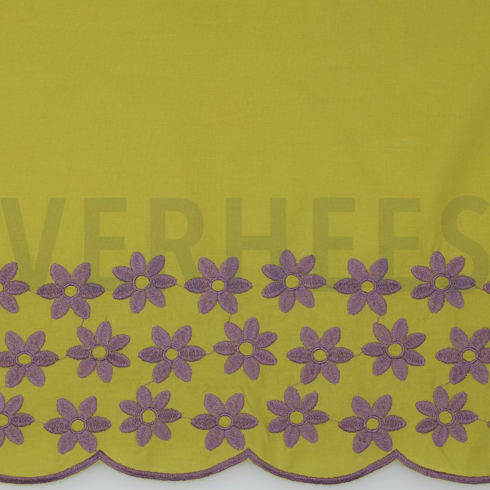 COTTON EMBROIDERY 1-SIDE BORDER GREEN / PURPLE