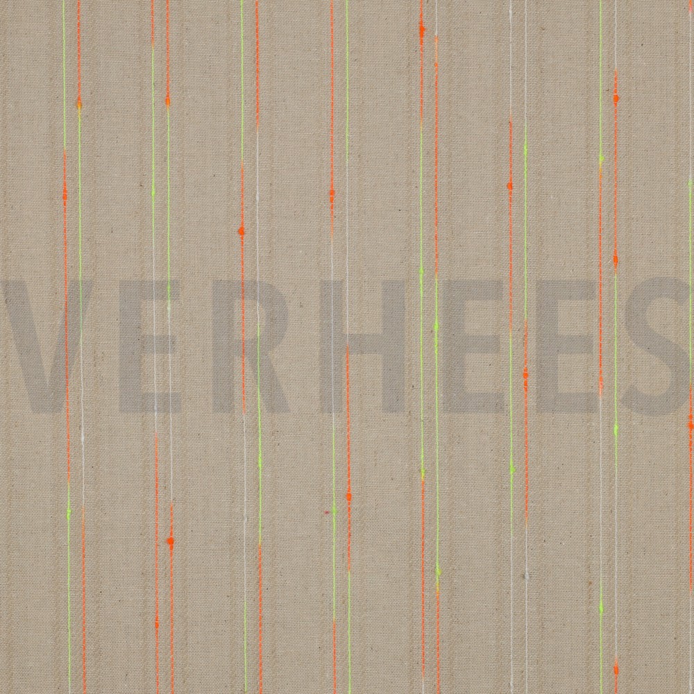 LINEN VISCOSE NEON STRIPES NATURAL / NEON