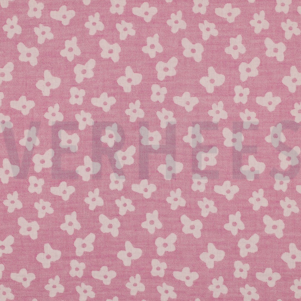 DOUBLE GAUZE JACQUARD FLOWERS CERISE