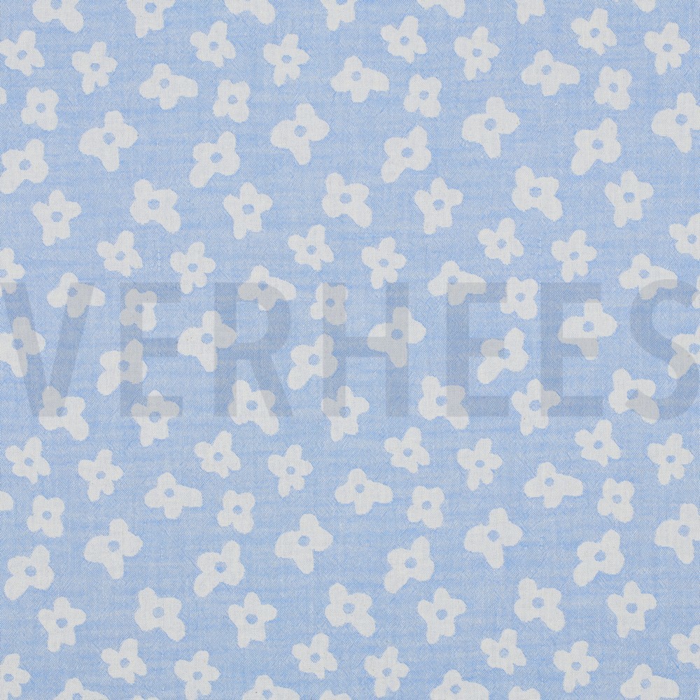 DOUBLE GAUZE JACQUARD FLOWERS ROYAL BLUE