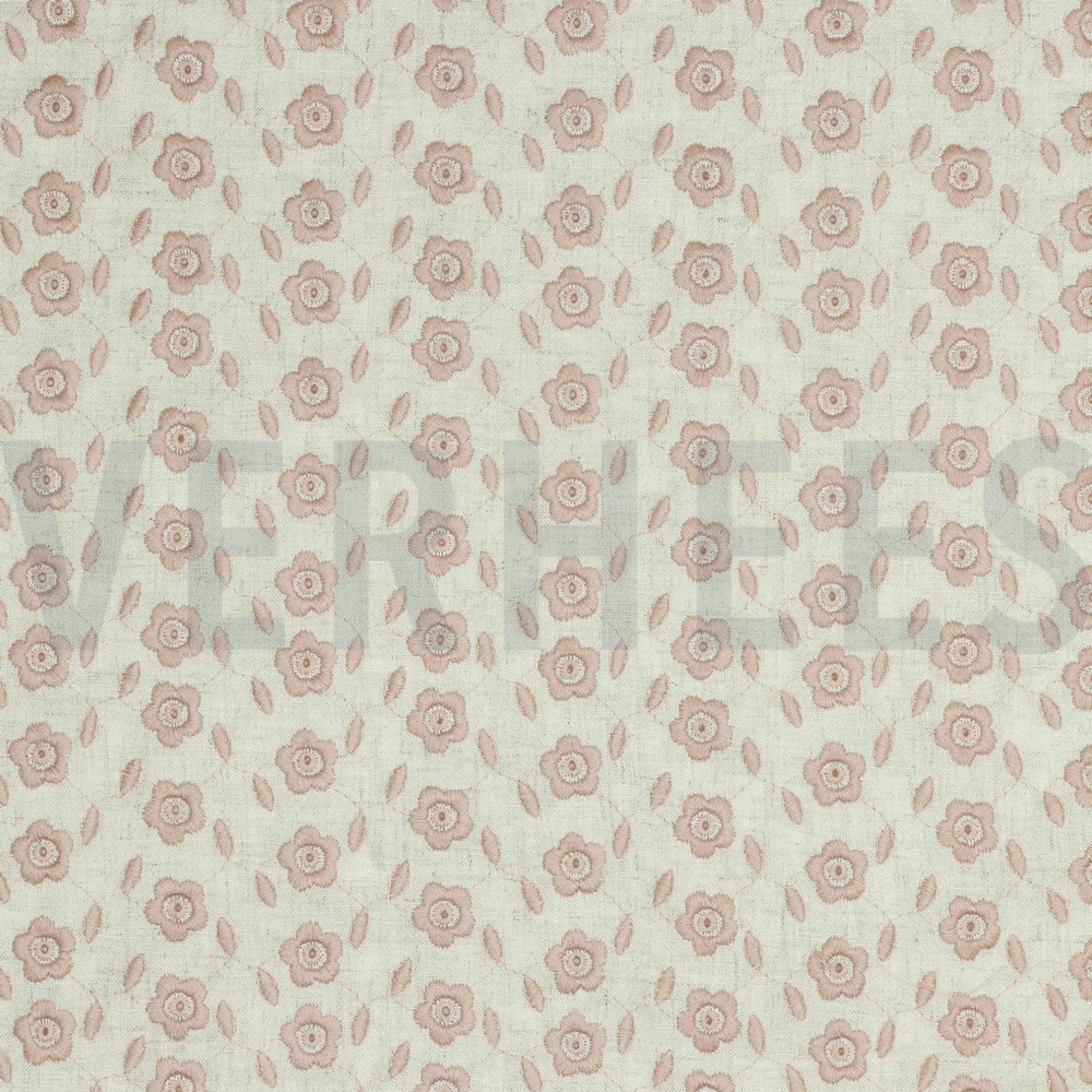 LINEN VISCOSE EMBROIDERY ROSE