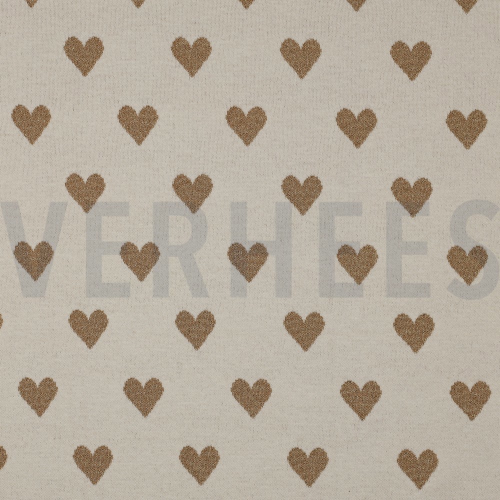 KNITTED JACQUARD LUREX HEARTS NATURAL (hover)