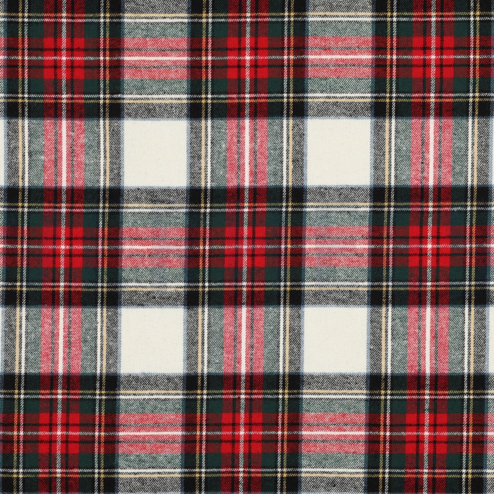 COTTON YARN DYED BRUSHED CHECKS ECRU/RED (hover)