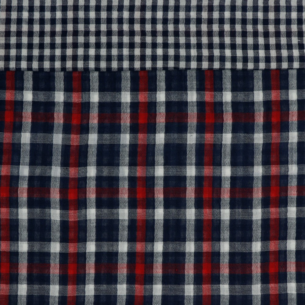 DOUBLE GAUZE DOUBLE SIDED CHECKS NAVY