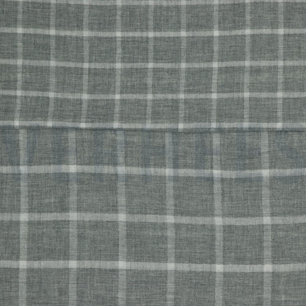 DOUBLE GAUZE MELANGE DOUBLE SIDED CHECK LIGHT GREY MELANGE