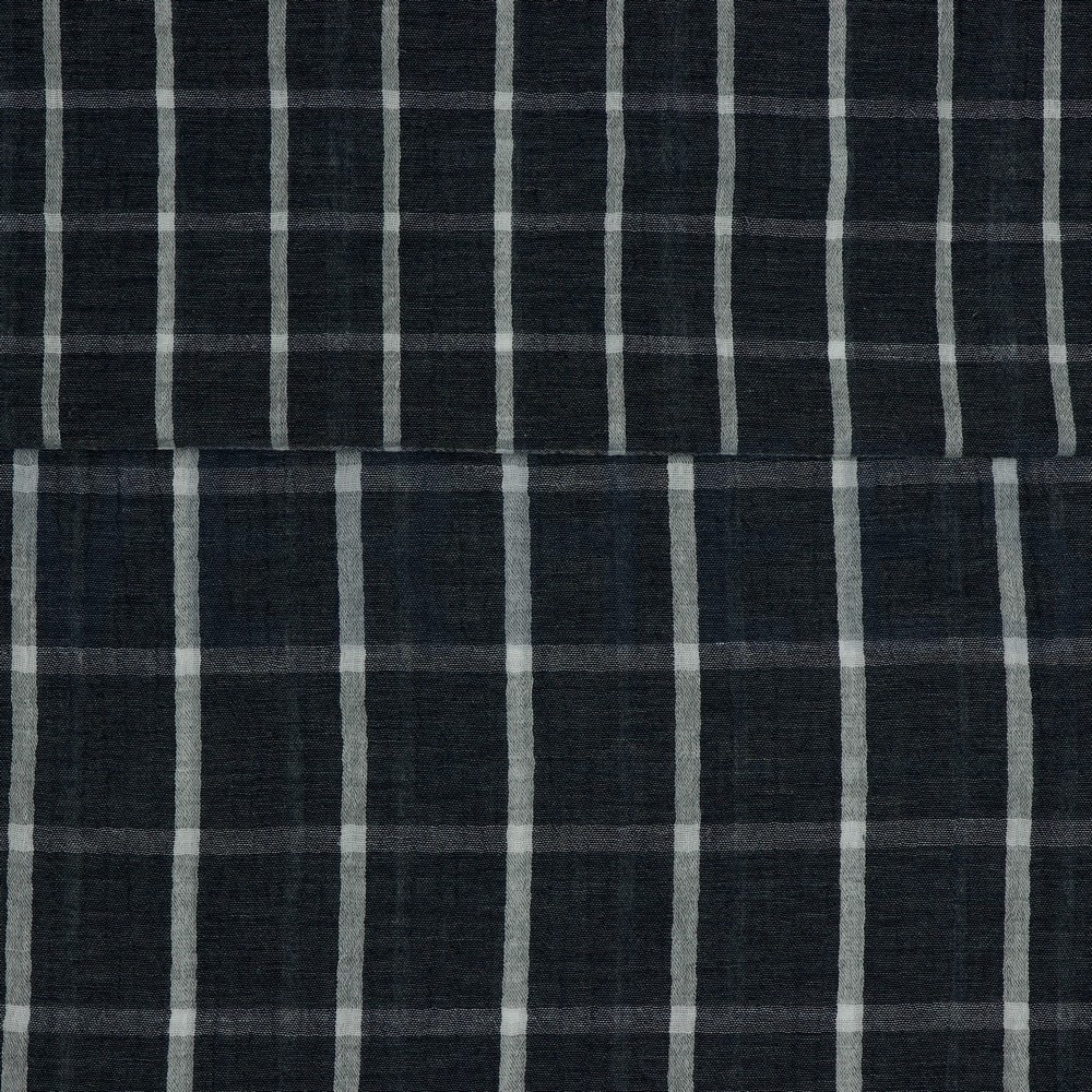 DOUBLE GAUZE MELANGE DOUBLE SIDED CHECK NAVY MELANGE