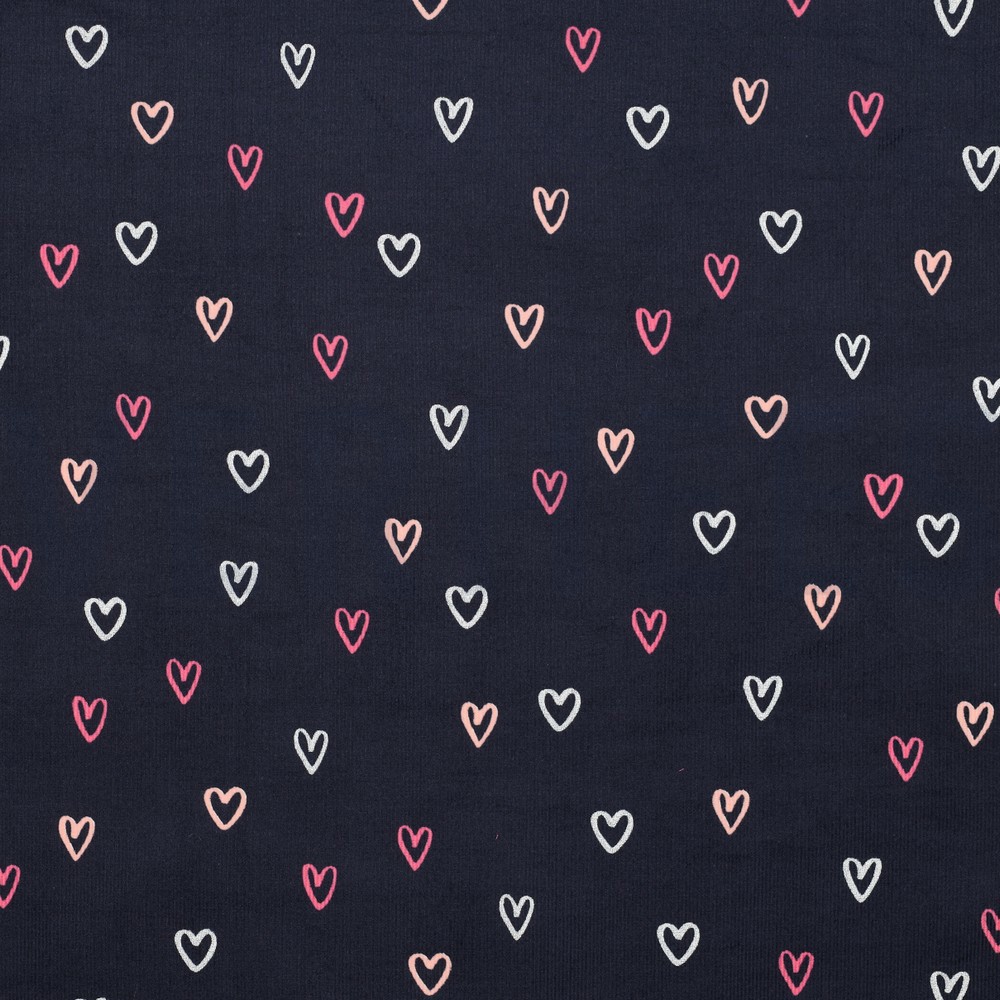 BABYCORD FOIL HEARTS NAVY