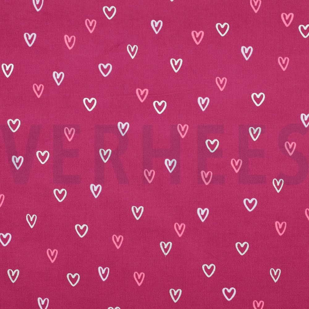 BABYCORD FOIL HEARTS FUCHSIA