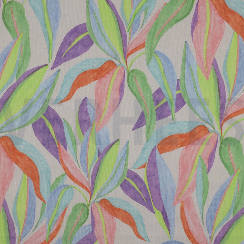 COTTON SATIN DIGITAL LEAVES ECRU