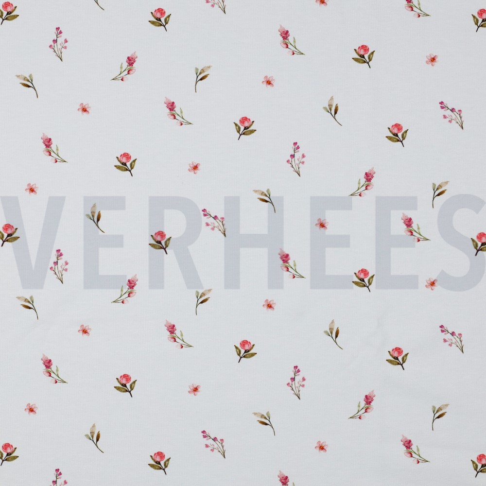 JERSEY DIGITAL RABBITS AND FLOWERS WHITE