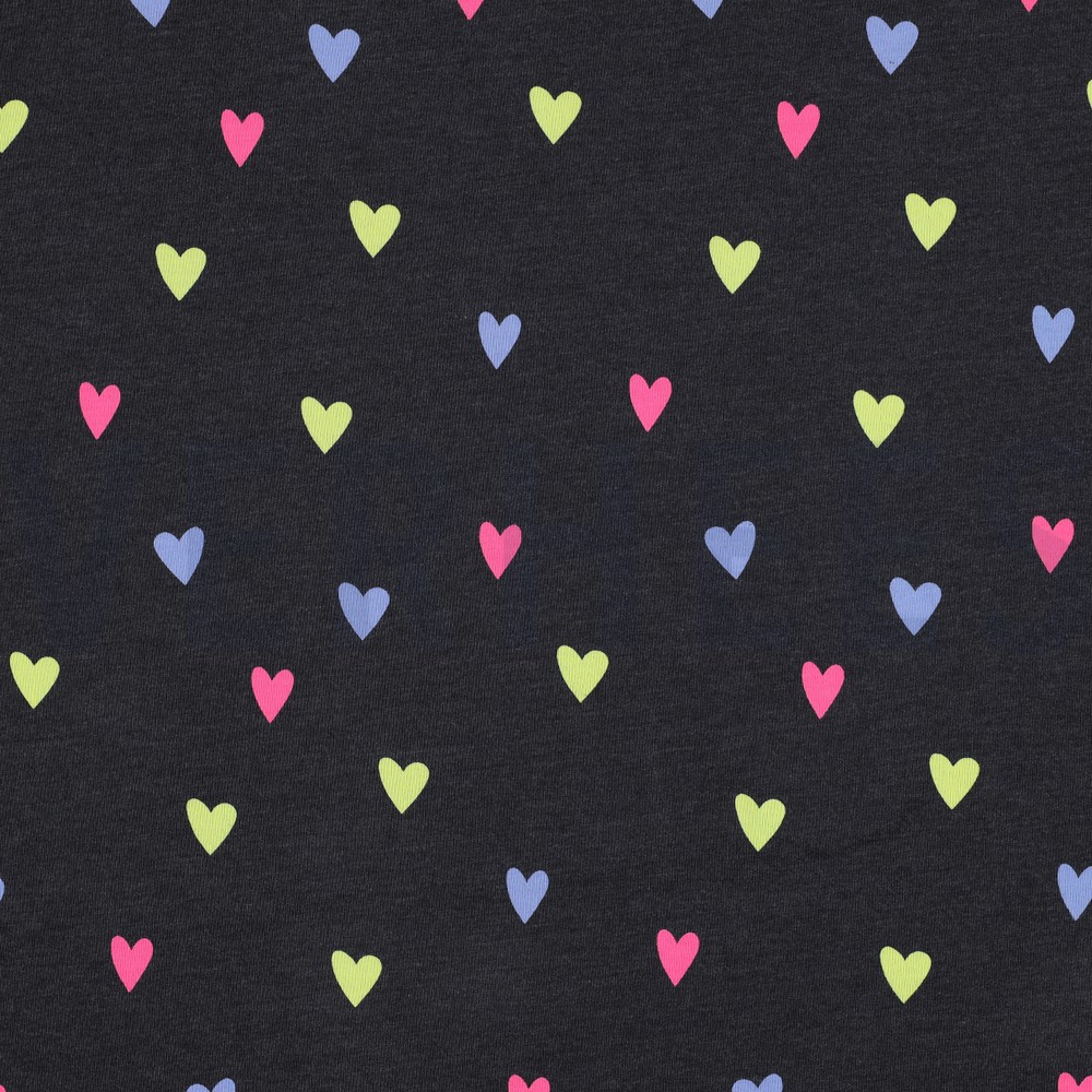 JERSEY MELANGE NEON HEARTS INDIGO MELANGE