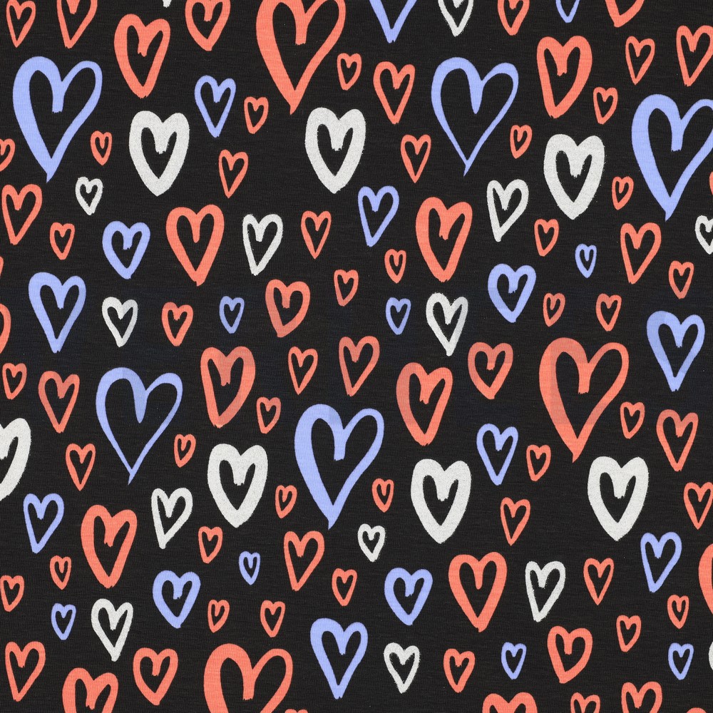 JERSEY GLITTER HEARTS BLACK (hover)