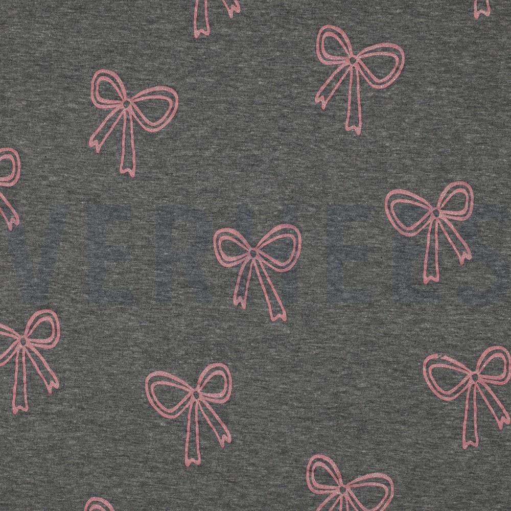 JERSEY MELANGE GLITTER BOWS GREY MELANGE