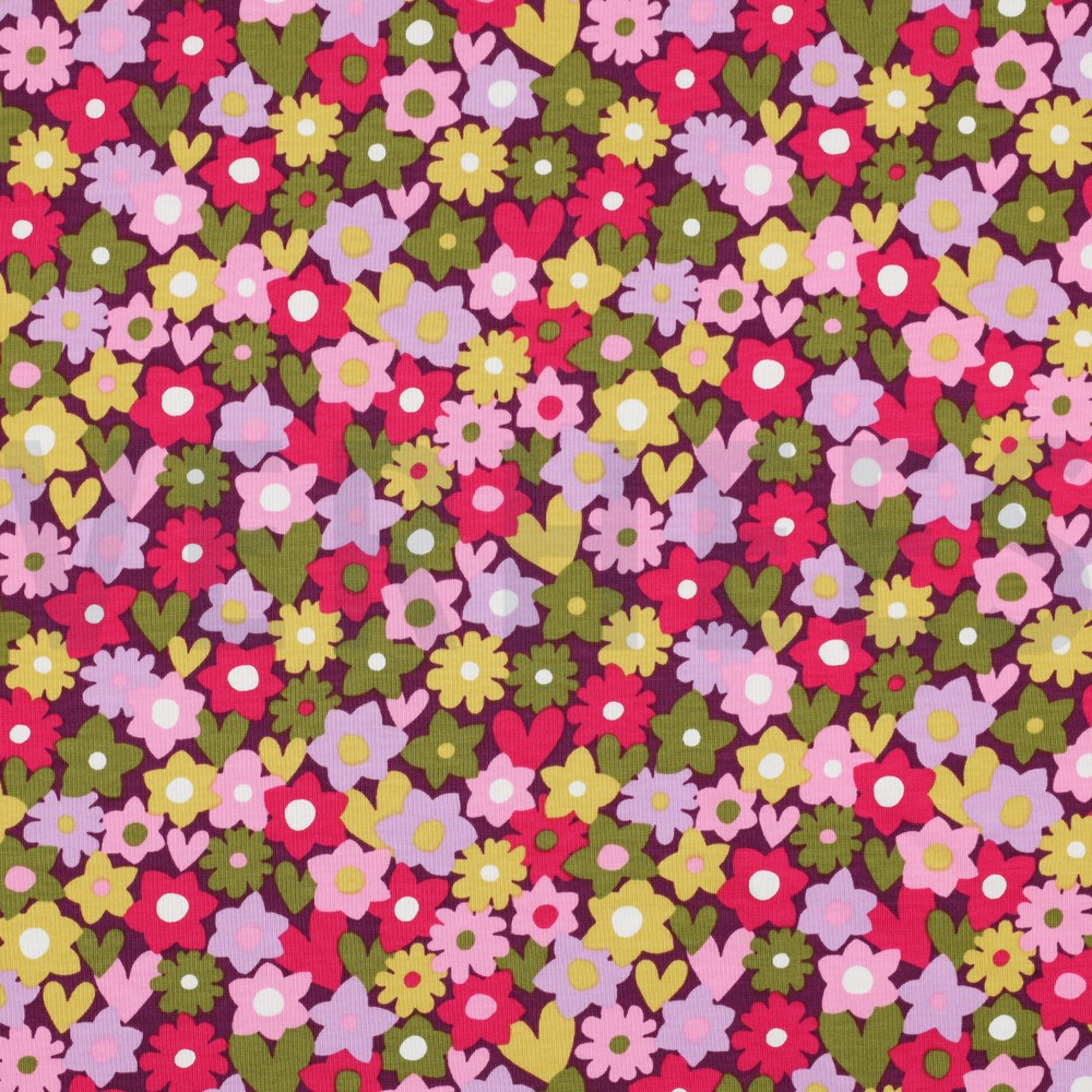 JERSEY FLOWERS GREEN / PINK (hover)