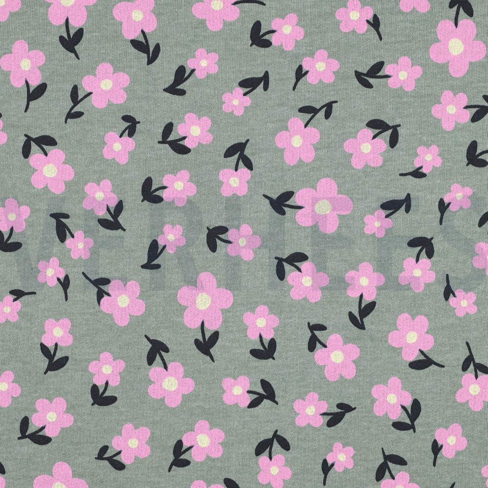 SWEAT MELANGE FLOWERS DARK MINT MELANGE