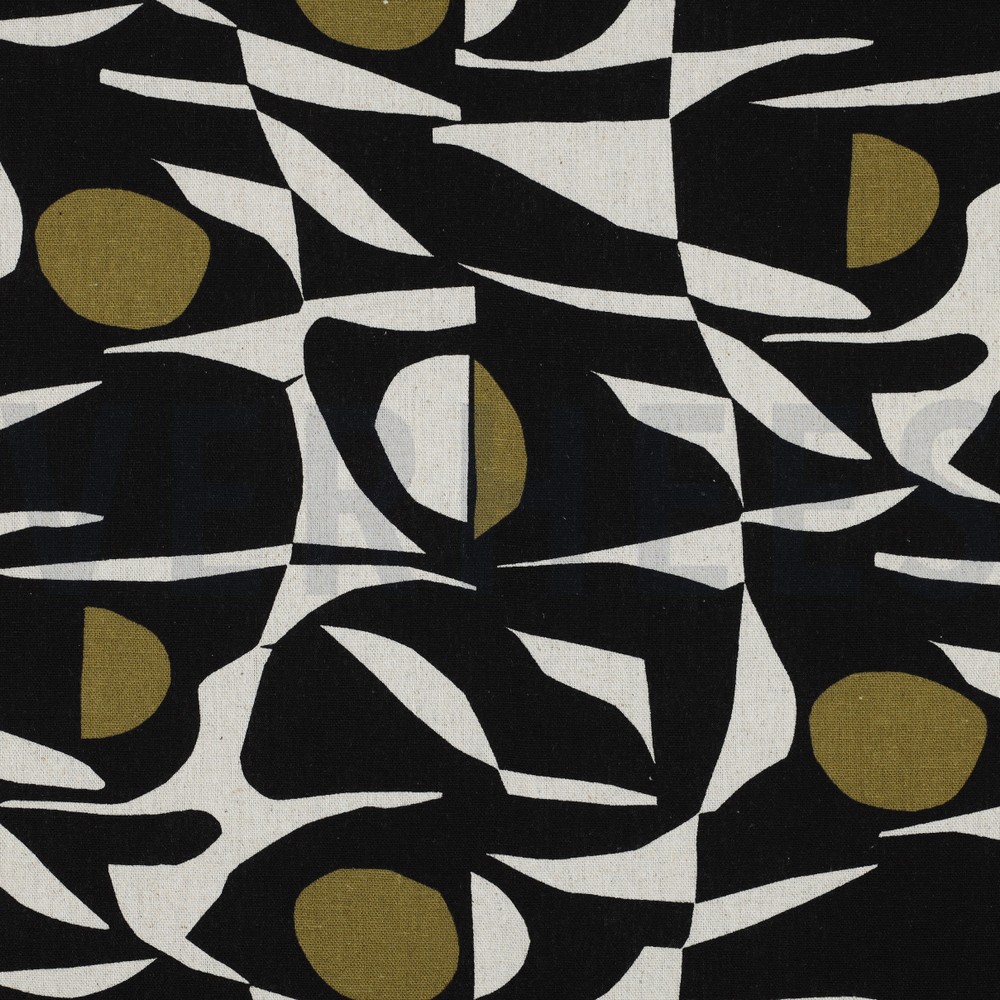 LINEN VISCOSE ABSTRACT BLACK/PICKLE (hover)