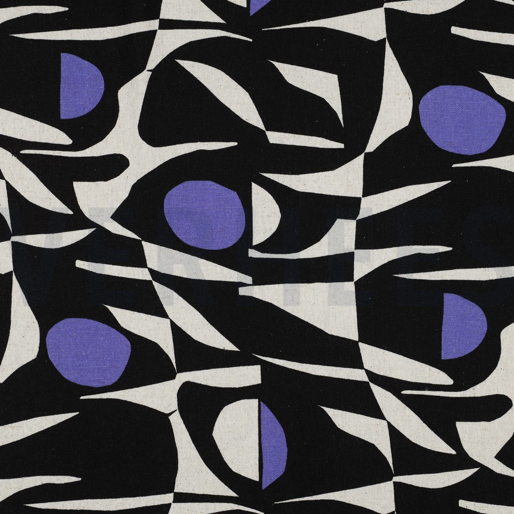 LINEN VISCOSE ABSTRACT BLACK/PURPLE (hover)