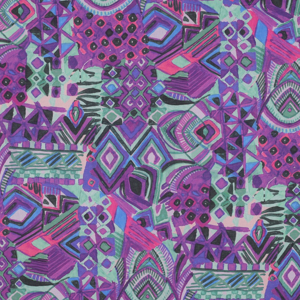 COTTON VOILE DIGITAL ABSTRACT PURPLE