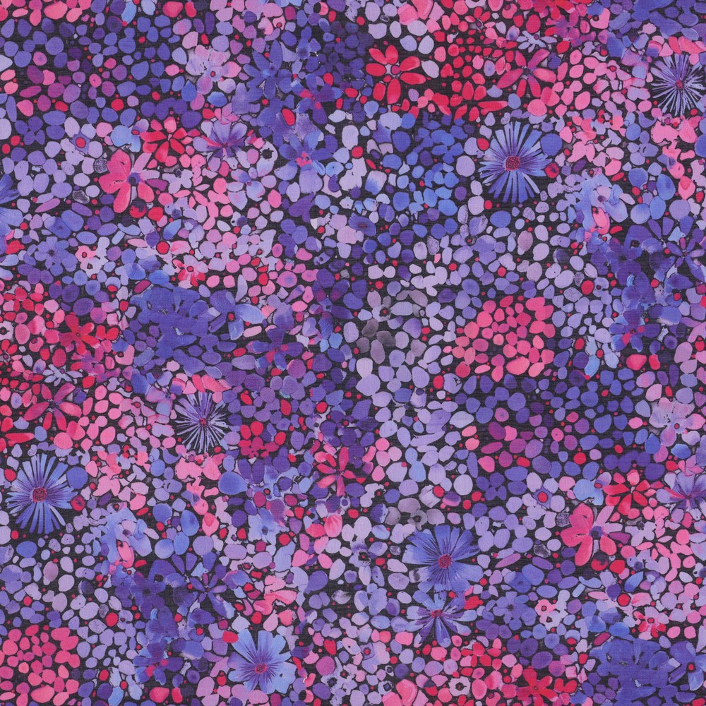 COTTON VOILE DIGITAL FLOWERS PURPLE