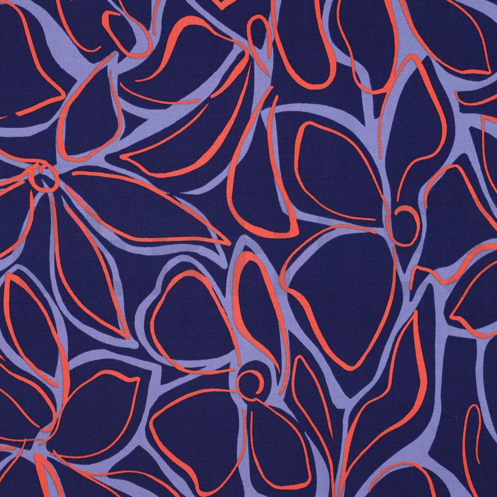 ROSELLA STRETCH ABSTRACT FLOWERS NAVY