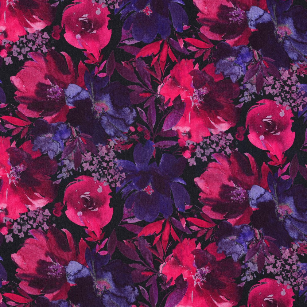 ROSELLA STRETCH DIGITAL FLOWERS NAVY / PINK (hover)