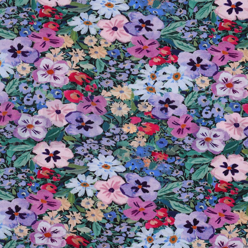 VISCOSE JERSEY DIGITAL FLOWERS NAVY (hover)