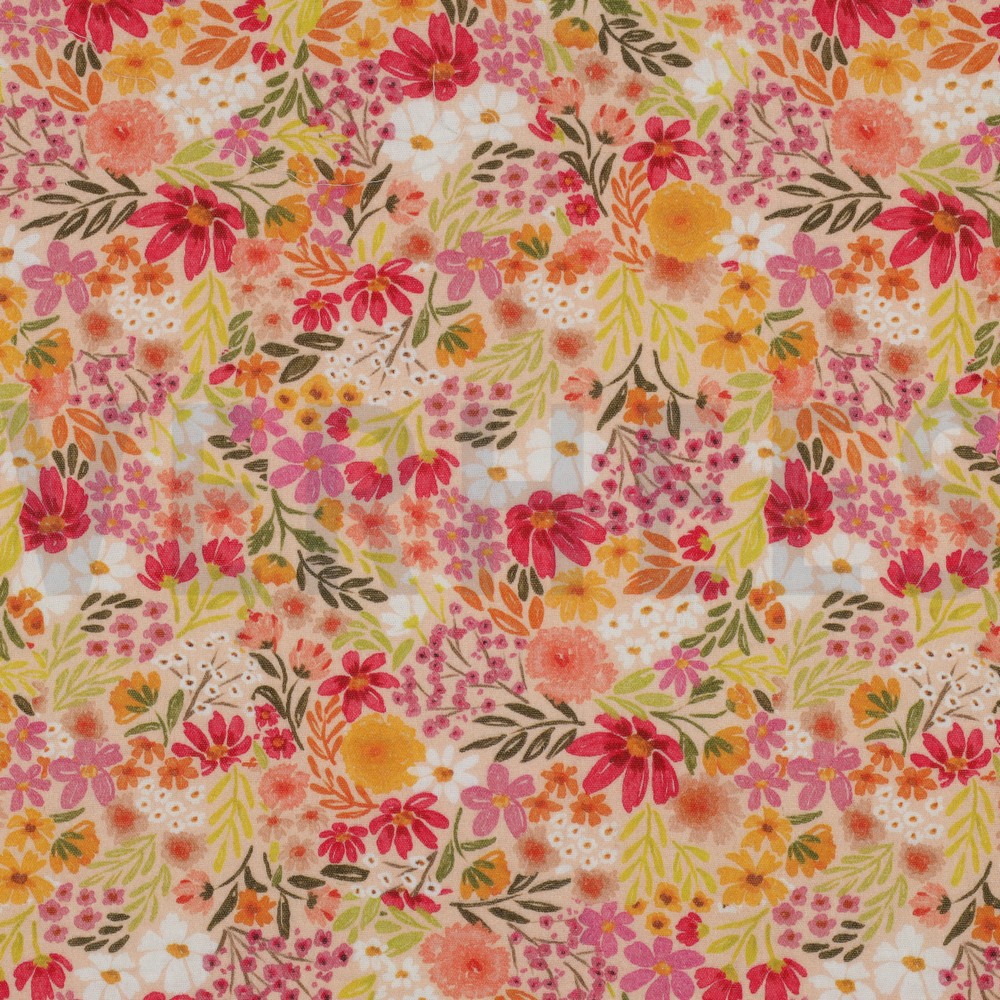 DOUBLE GAUZE DIGITAL FLOWERS PEACH (hover)