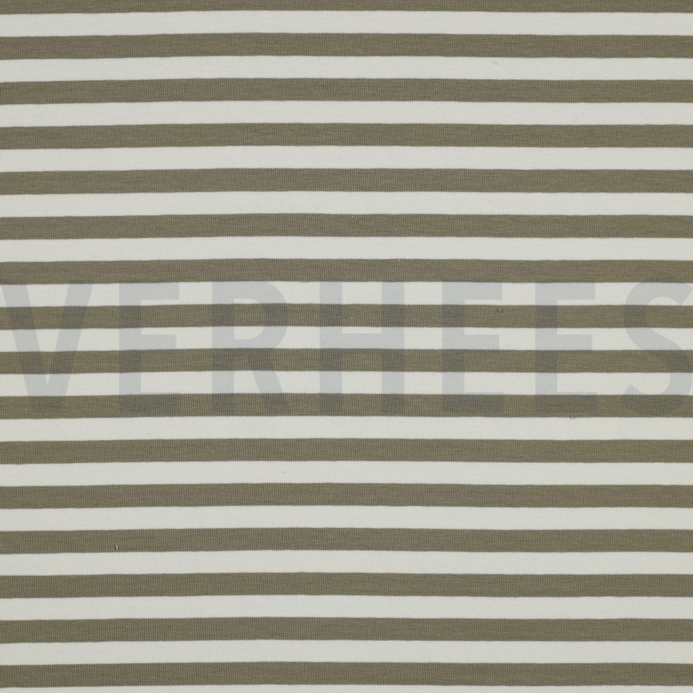 FRENCH TERRY YARN DYED STRIPES MOSS GREEN / OFF WHITE