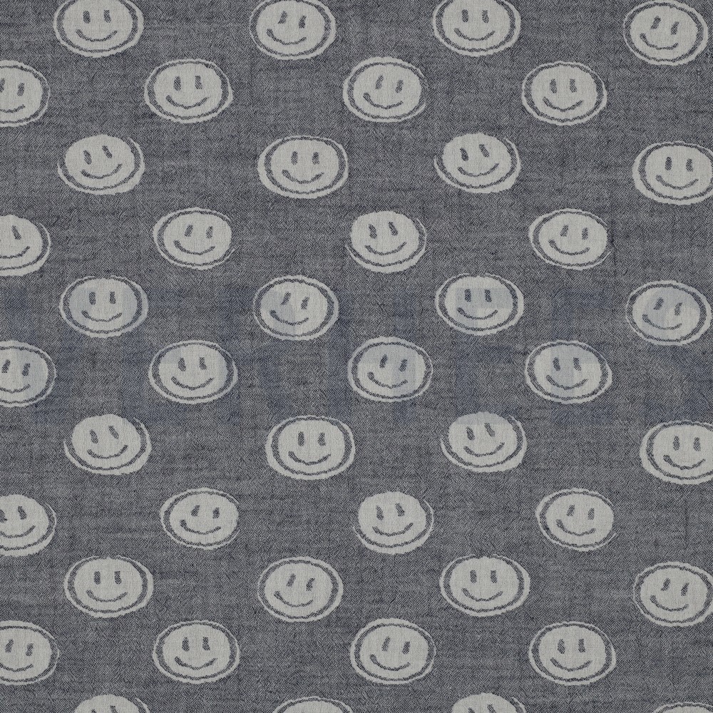 DOUBLE GAUZE JACQUARD SMILEY NAVY / ECRU