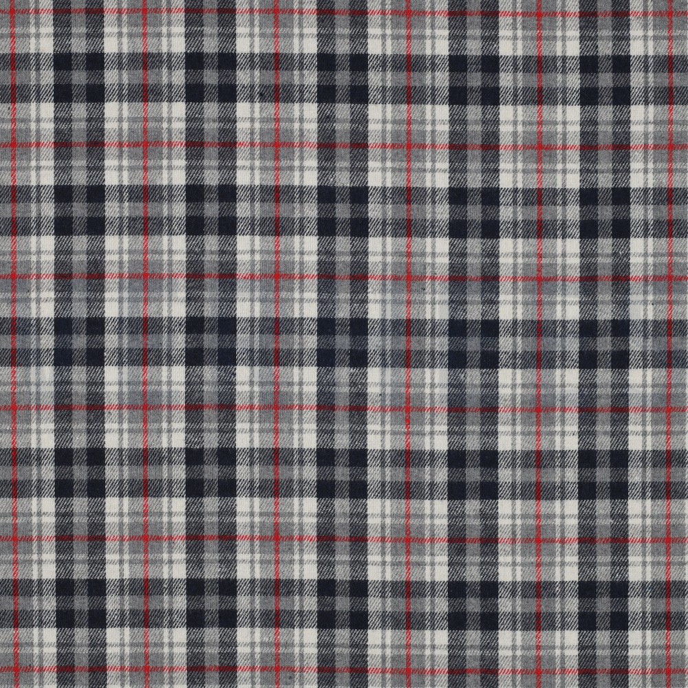 BRUSHED CHECKS YARN DYED NAVY/ECRU/RED