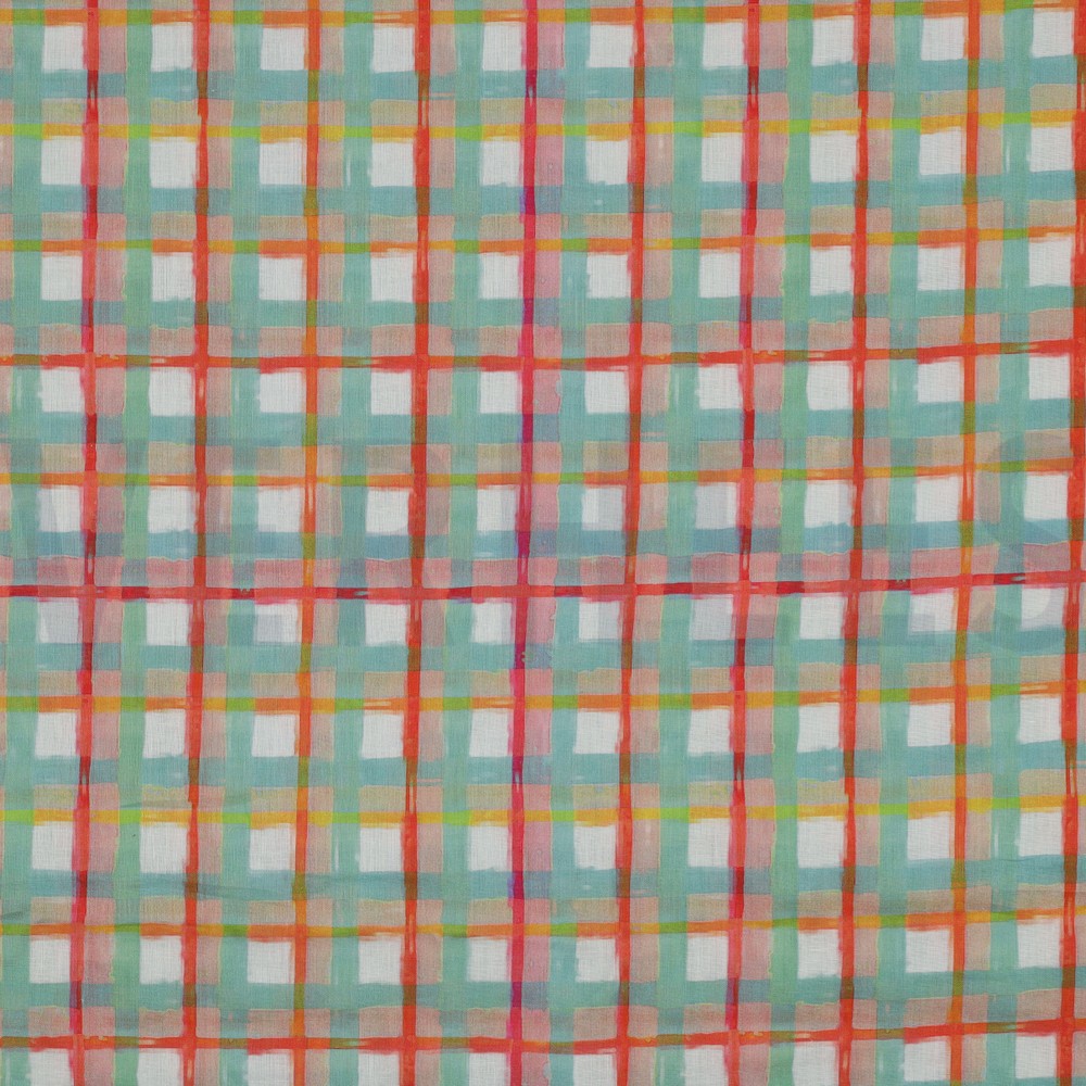 COTTON VOILE DIGITAL CHECK DARK MINT