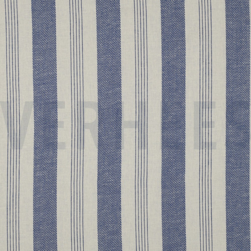 LINEN VISCOSE YARN DYED STRIPES BLUE