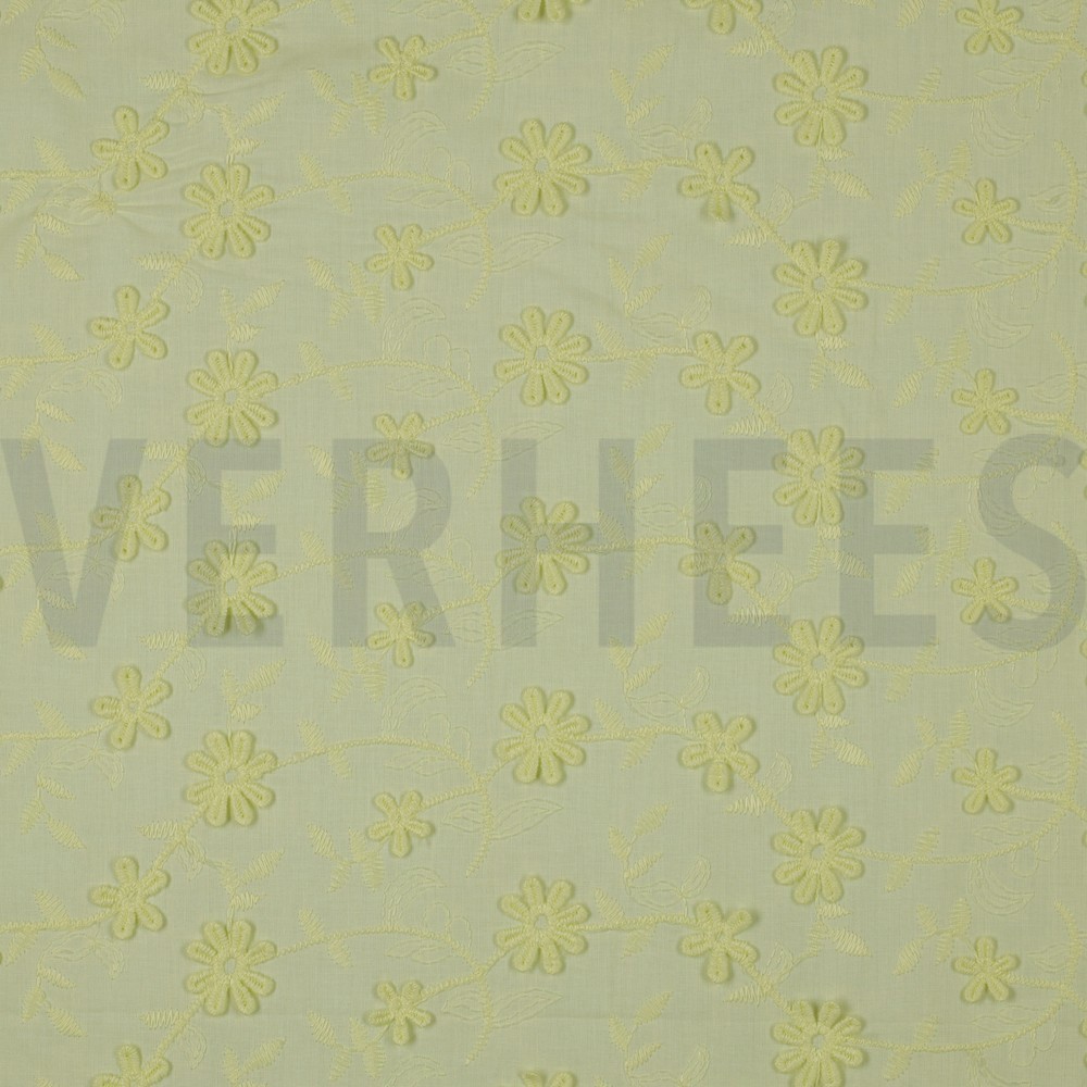 COTTON VOILE EMBROIDERY FLOWERS YELLOW (hover)