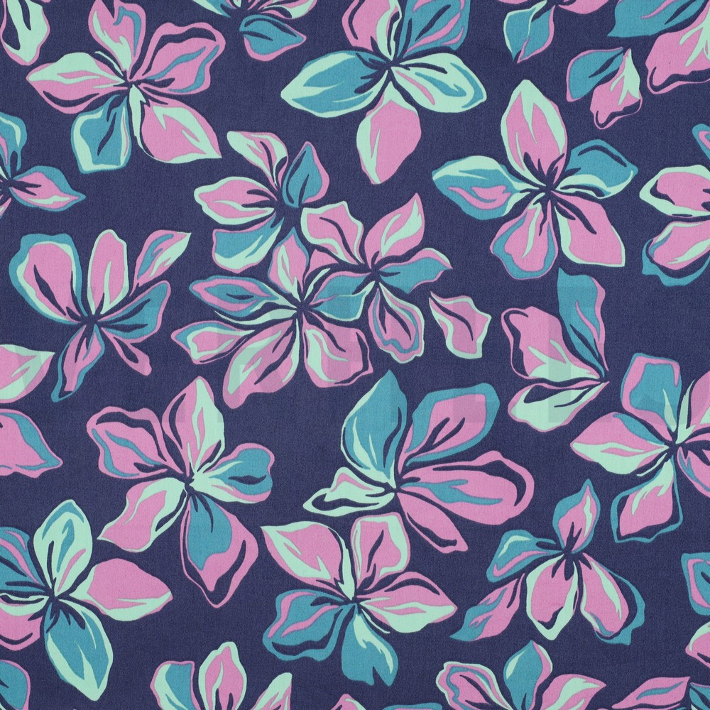 COTTON SATIN FLOWERS NAVY