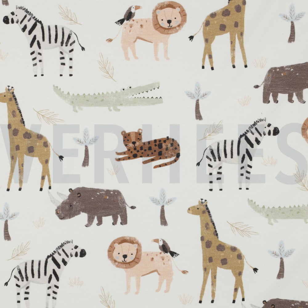 JERSEY DIGITAL SAFARI ANIMALS WHITE