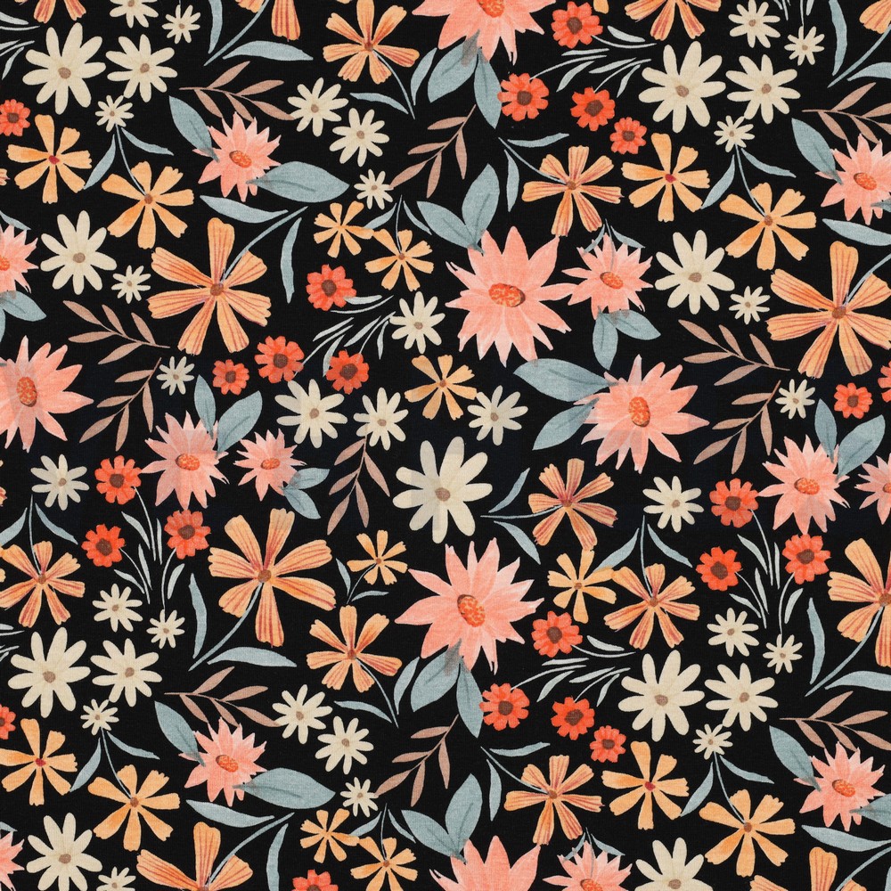 JERSEY DIGITAL FLOWERS BLACK (hover)